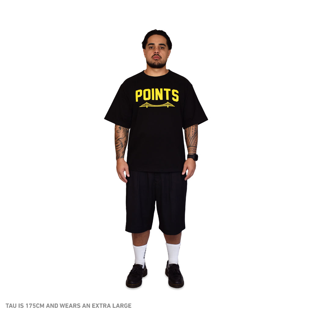 Points For The City Tee - Golden Yellow / Black | PointsBNE Fit on body Australia