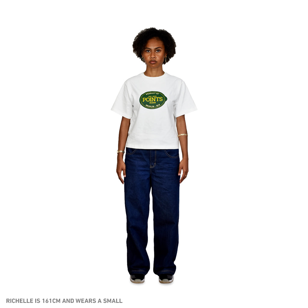 Points Fruit Sticker Tee - Black | Australia New Zealand SIZE GUIDE FEMALE