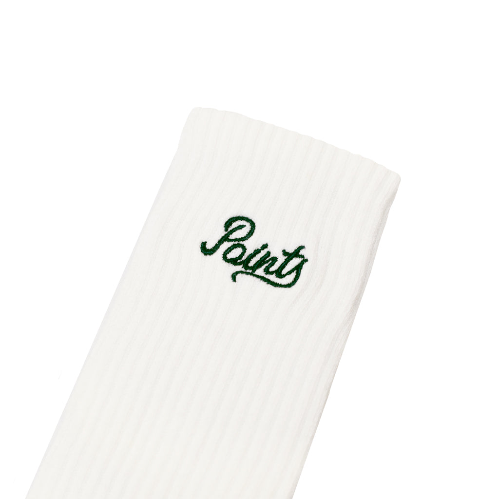 Points Home Run Socks - Off White / Dark Green | Brisbane Australia CLOSE UP